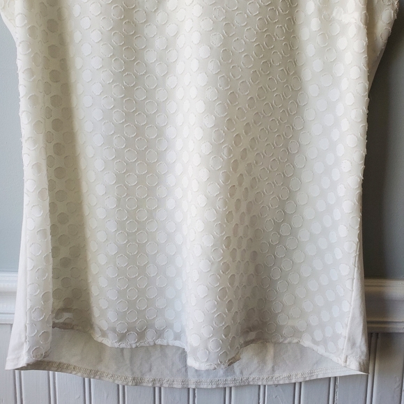 White Sleeveless V-Neck Polkadot Tunic Size Medium - Picture 3 of 15